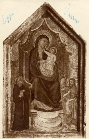 Anonimo — Anonimo fiorentino sec. XIV - Madonna con Bambino tra san Giovanni Battista e sant'Antonio da Padova — insieme